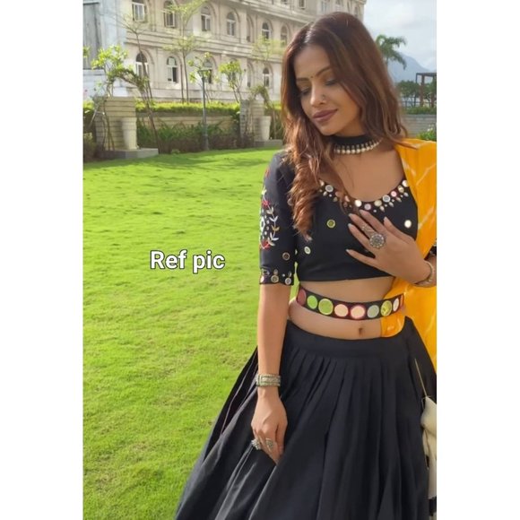 New Women's Handmade White Satin Silk Waist Belt -Famous Gujarati Handcut Mirror - Picture 9 of 10